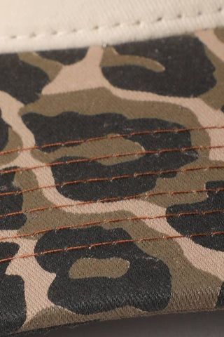Two Tone Leopard Printed Canvas Trucker Hat | Swank Boutique