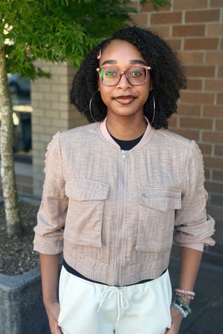 Jordyn Linen Bomber Jacket | Swank Boutique