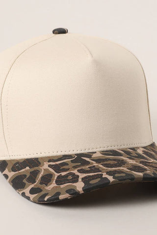 Two Tone Leopard Printed Canvas Trucker Hat | Swank Boutique