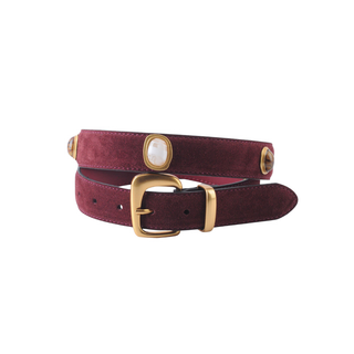 Wine Suede Gemstone Belt