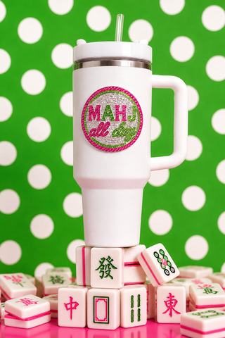 Mahjong Jeweled 40oz White Tumbler