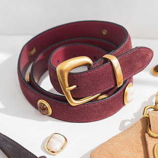 Wine Suede Gemstone Belt