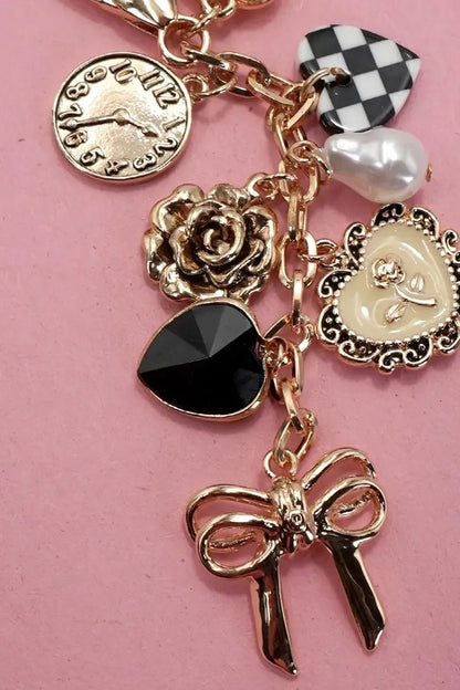 Checkered Heart Bag Charm | Swank Boutique