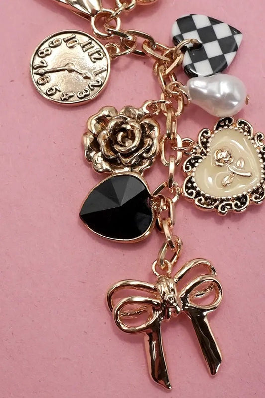 Checkered Heart Bag Charm | Swank Boutique