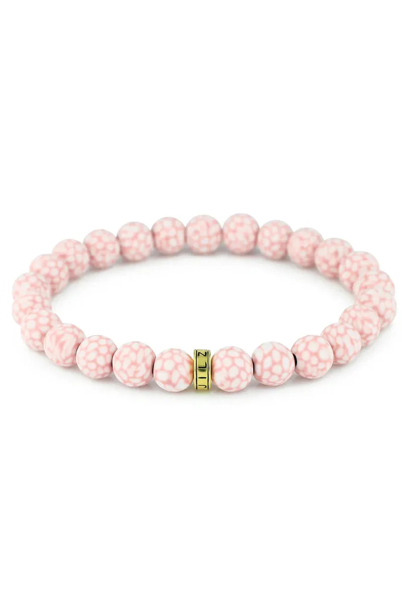 Dusty Rose Tortoise Shell Beaded Bracelet | Swank Boutique
