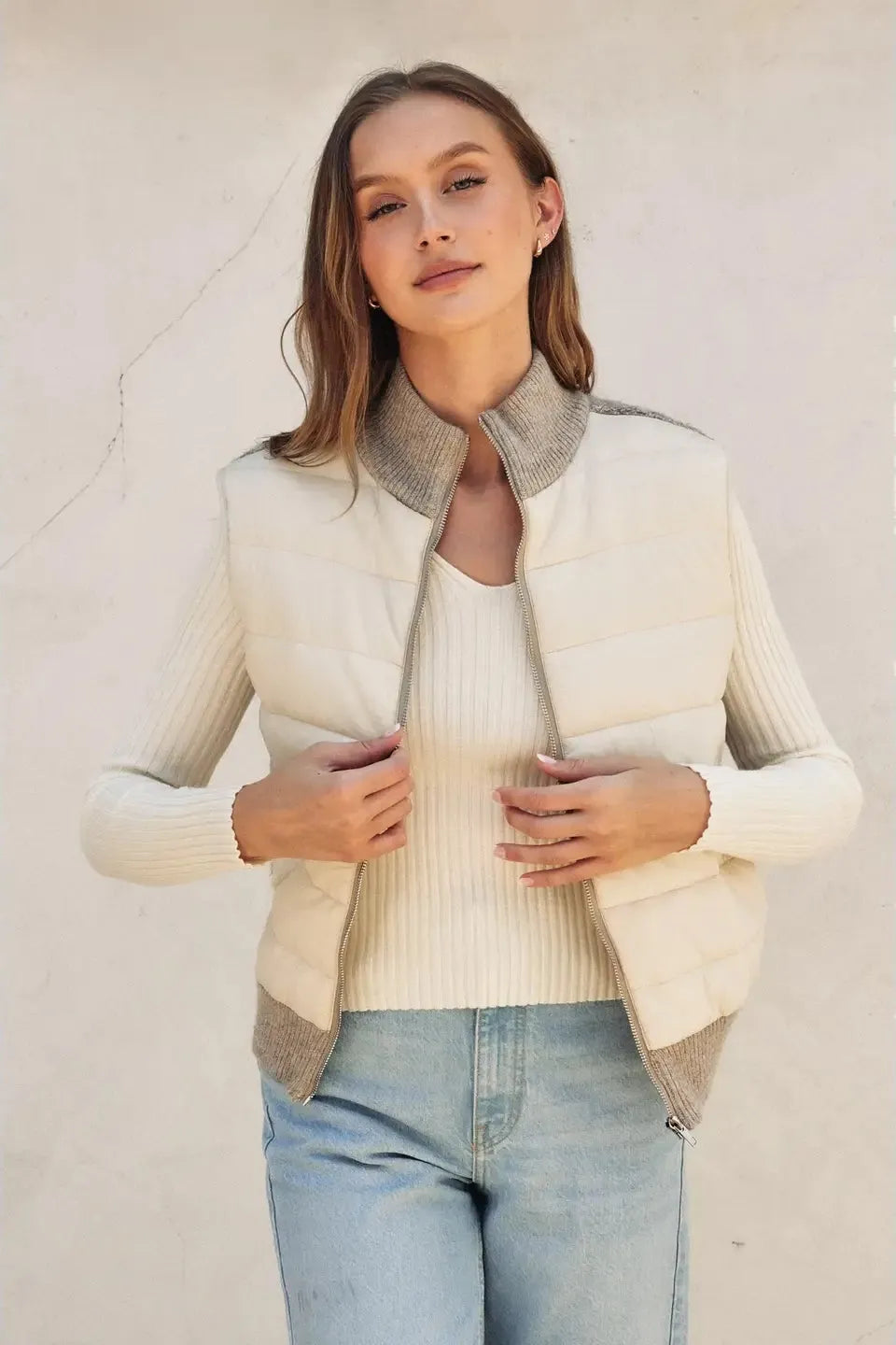 Sherpa Contrast Vest | Swank Boutique