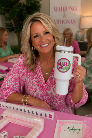 Mahjong Jeweled 40oz White Tumbler