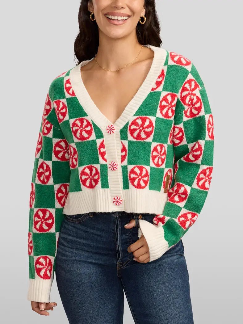 Checkered Mint Cardigan | Swank Boutique