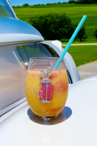 Golf Bag Jeweled Stemless Wine Glass