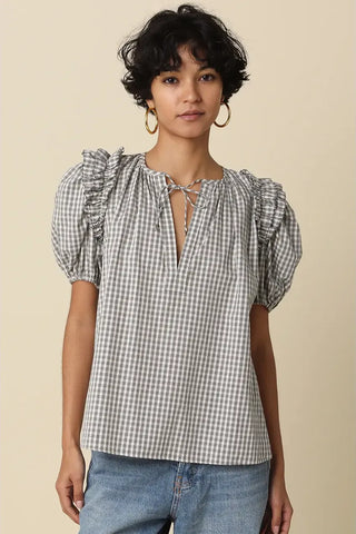 Kathy Gingham Blouse | Swank Boutique