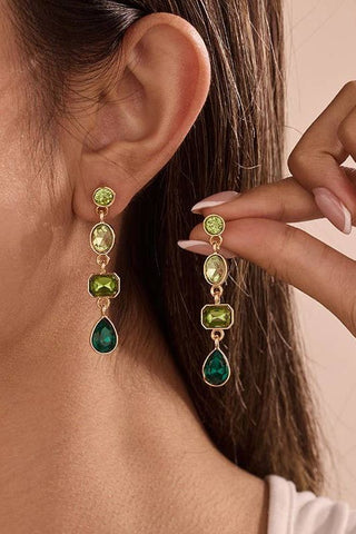 4 Tier Drop Layer Rhinestone Earrings | 40E527 | Swank Boutique