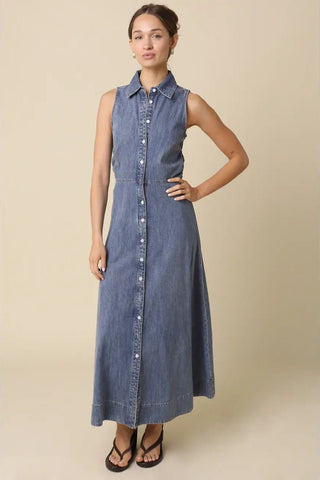Elsie Button Front Denim Dress | Swank Boutique