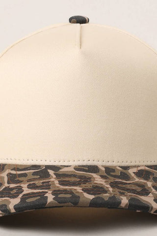 Two Tone Leopard Printed Canvas Trucker Hat | Swank Boutique