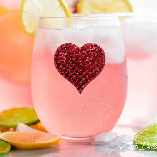 Red Heart Stemless Wine Glass