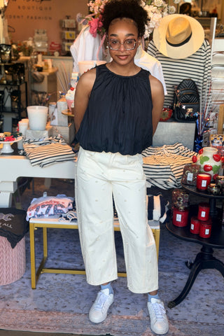 Pearl Embellished Barrel Jeans | Swank Boutique