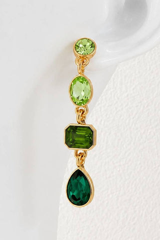 4 Tier Drop Layer Rhinestone Earrings | 40E527 | Swank Boutique
