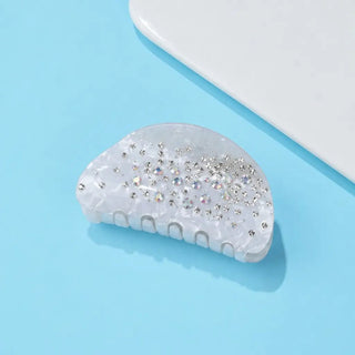 Sparkling Half Moon Hair Clip - White | Swank Boutique