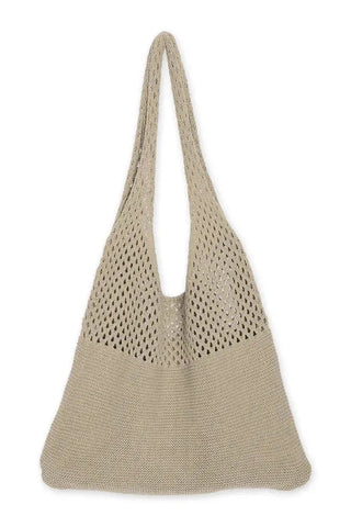 Knit Market Tote - Beige | Swank Boutique