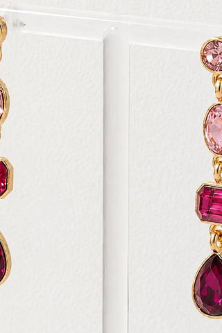 4 Tier Drop Layer Rhinestone Earrings | 40E527 | Swank Boutique