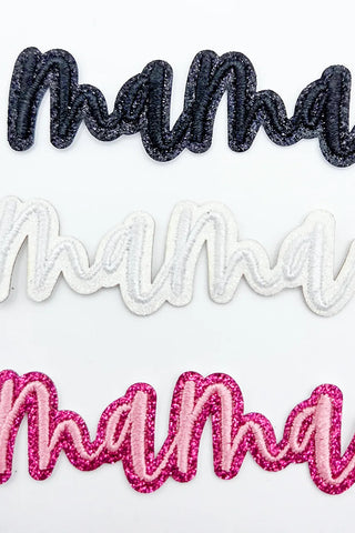Mama Glitter & Embroidered Hat Patch - Black