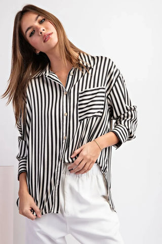 Carli Striped Button Down | Swank Boutique