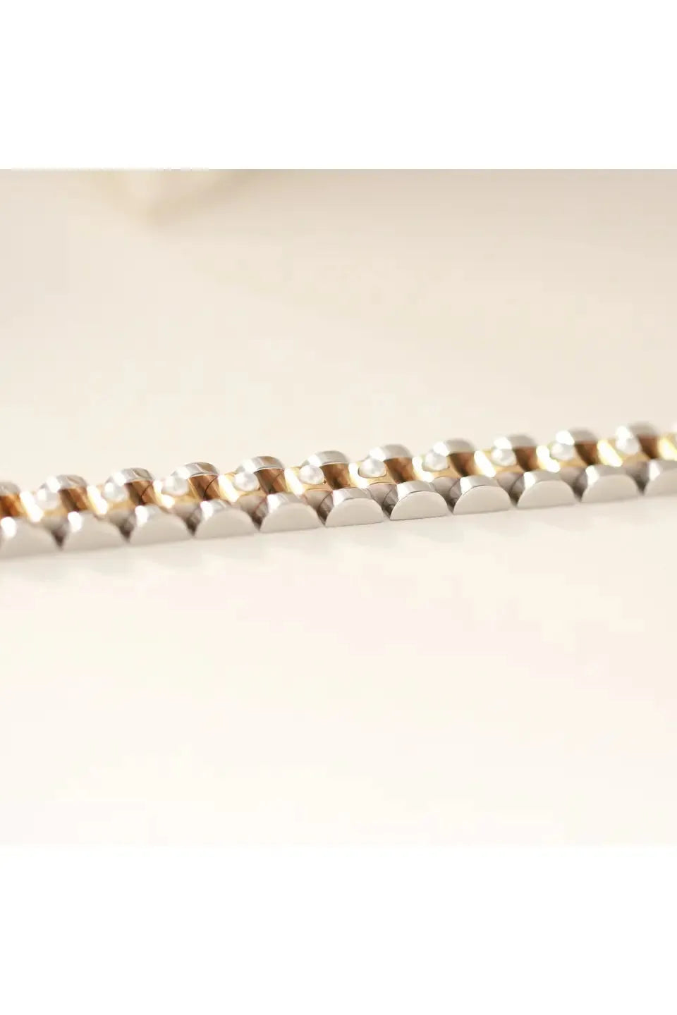 Mixed Metal Band Bracelet with Pearls | Swank Boutique