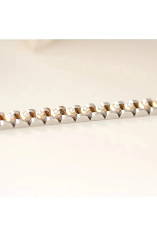 Mixed Metal Band Bracelet with Pearls | Swank Boutique