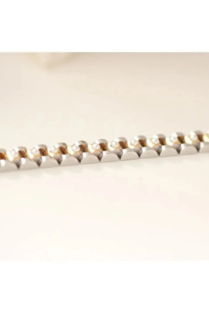 Mixed Metal Band Bracelet with Pearls | Swank Boutique