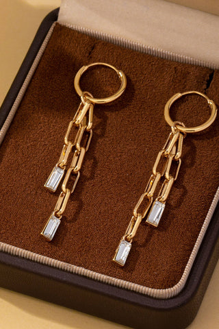 Paperclip Chain Glass Rhinestone Drop Earrings | 80E63144 | Swank Boutique