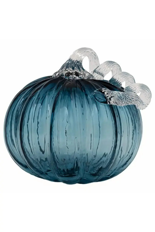 Blue Glass Pumpkin 7.5" | Swank Boutique