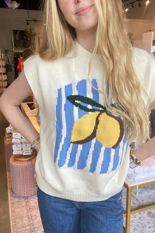 Lemon Knit Vest | Swank Boutique