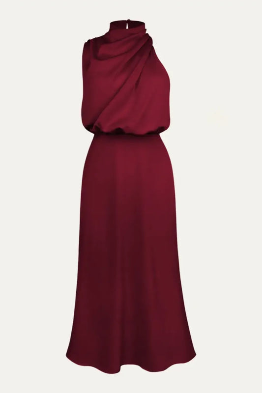 Monroe Halter Dress - Wine