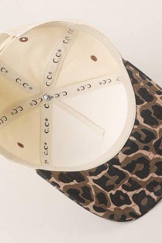 Two Tone Leopard Printed Canvas Trucker Hat | Swank Boutique