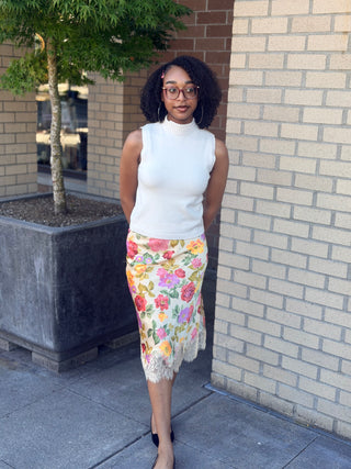 Kristin Lace Hem Pencil Skirt | Swank Boutique