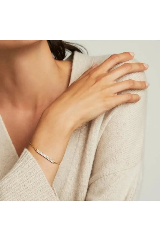 Petit Pave Bar Chain Bracelet - Gold | Swank Boutique