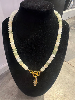 Green Sardine Glass Bead Necklace