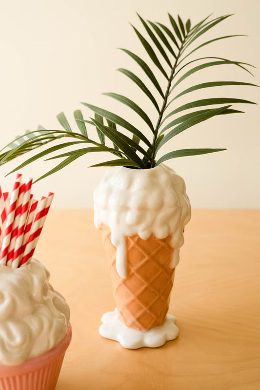 Ceramic Vanilla Ice Cream Cone Vase | Swank Boutique