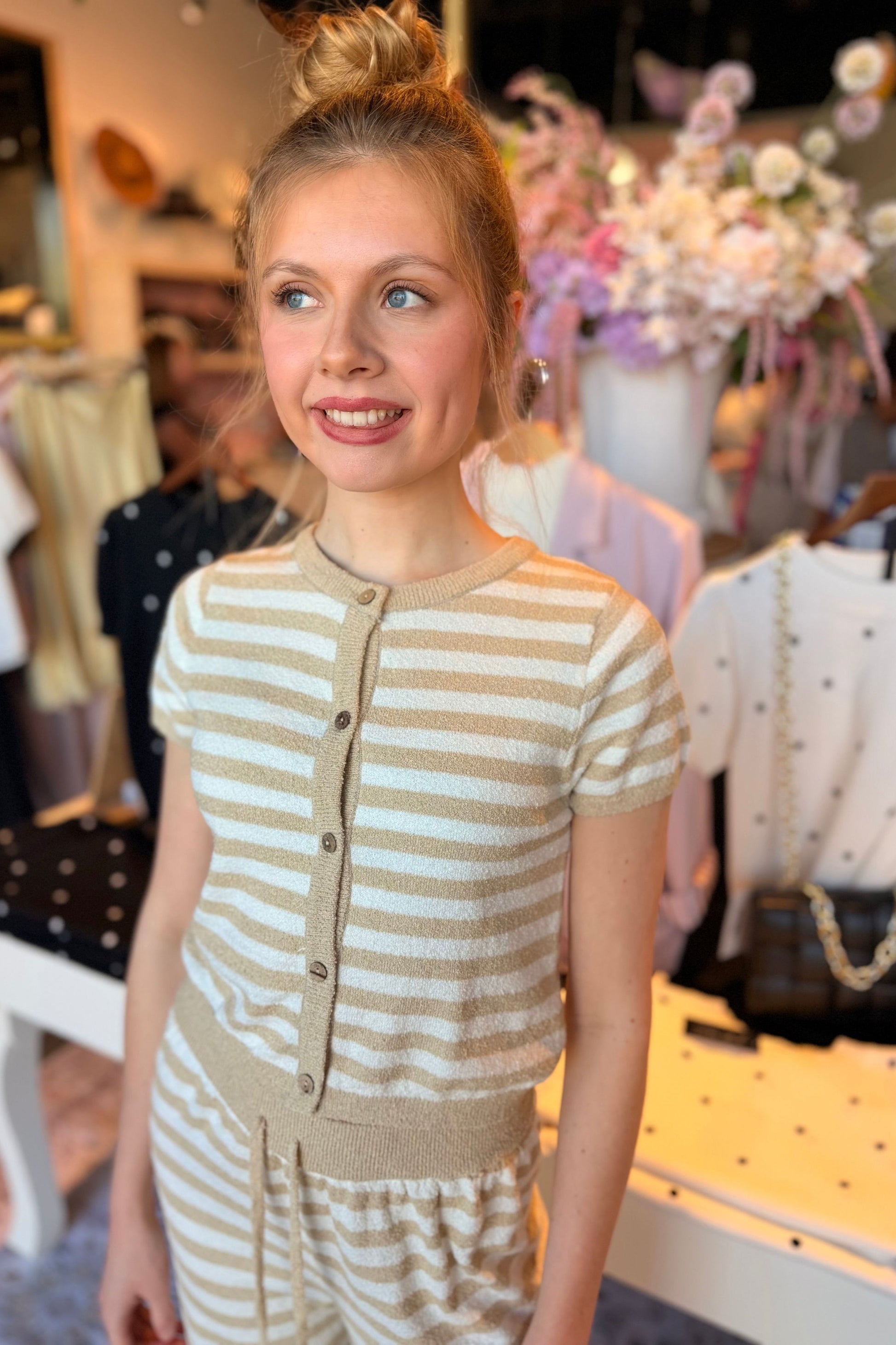 Terry Cloth Striped Top | Swank Boutique
