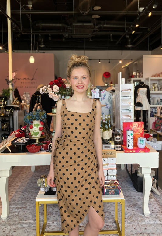 Mocha Polka Dot Dress | Swank Boutique