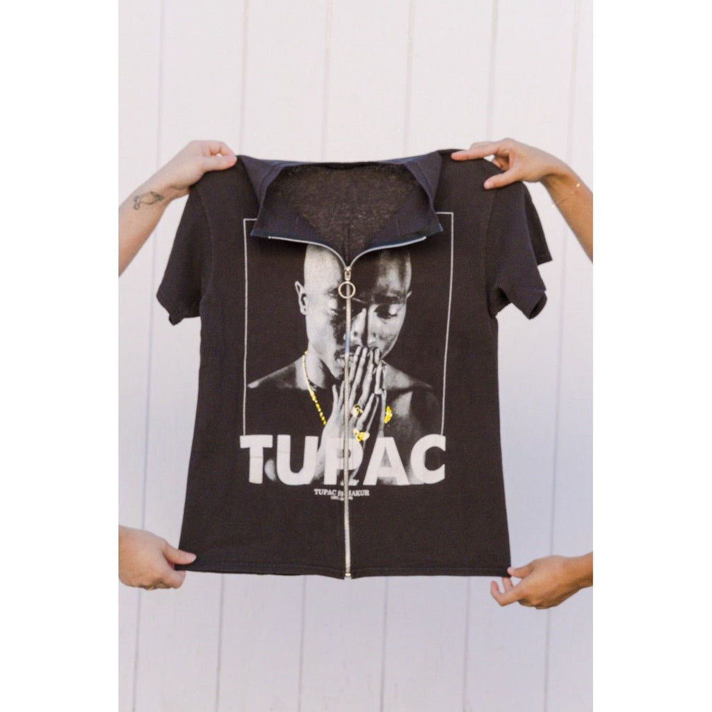 Vintage Band Zip Front Tee - Tupac | Swank Boutique