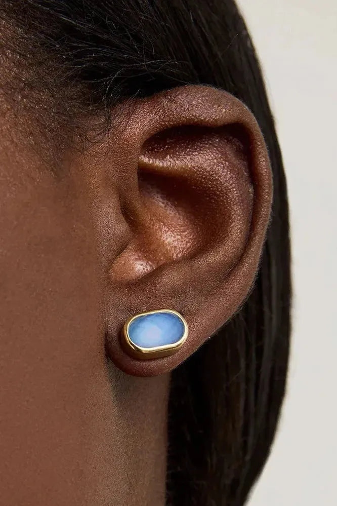Mercer Gemstone Studs - Celestial Blue/Gold | Swank Boutique