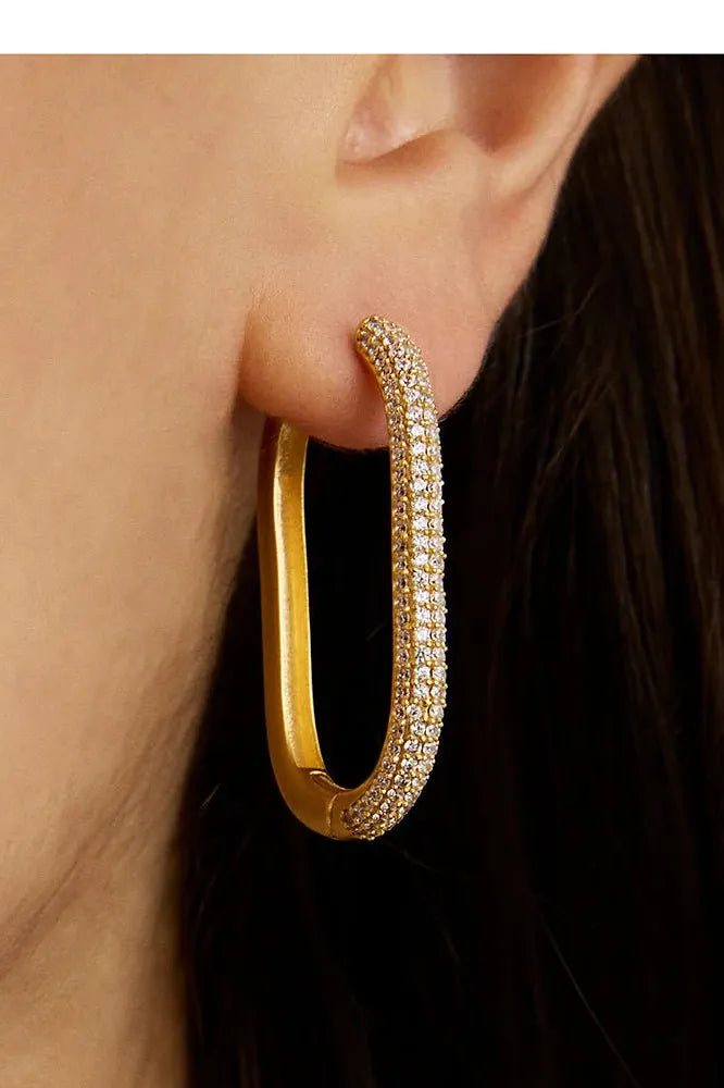 Juliette Pave Hinged Hoop - Gold | Swank Boutique