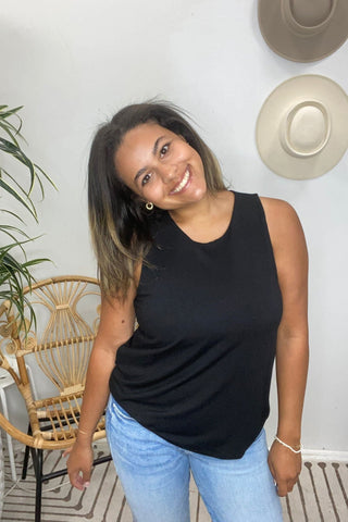 Camille Black Tank Top | Swank Boutique
