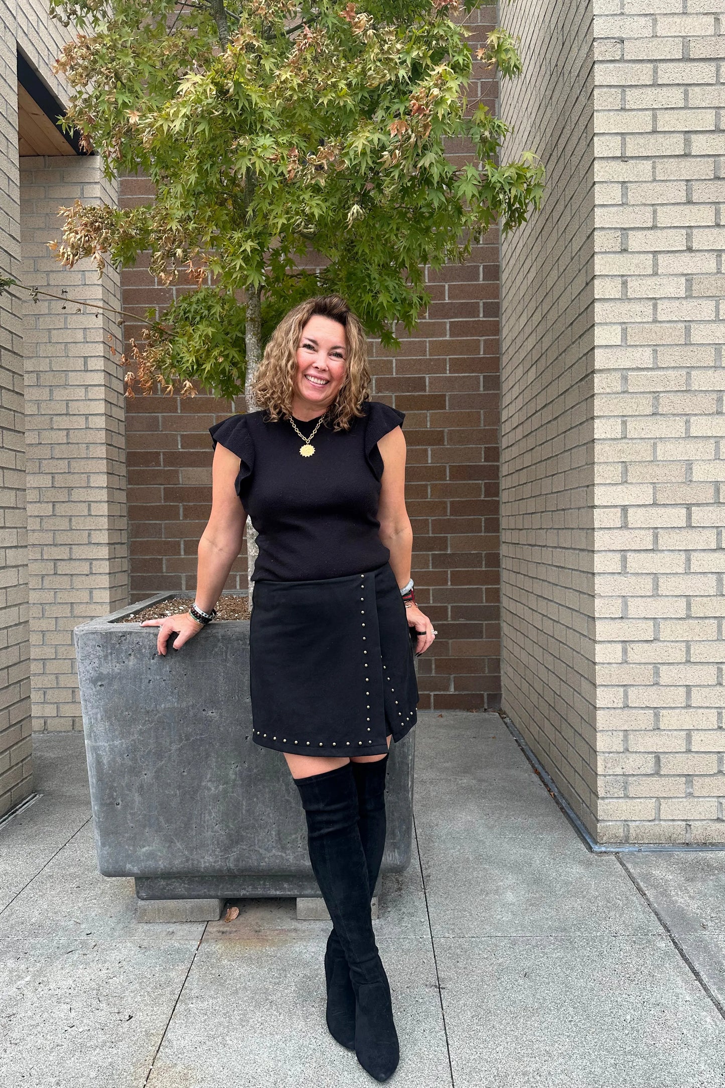 Suede Studded Skort | Swank Boutique