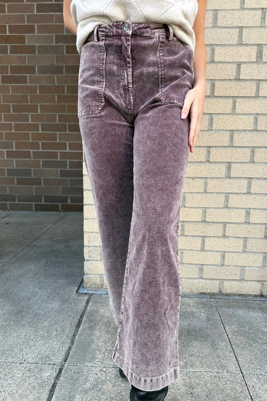 Corduroy Trousers - Washed Choco | Swank Boutique