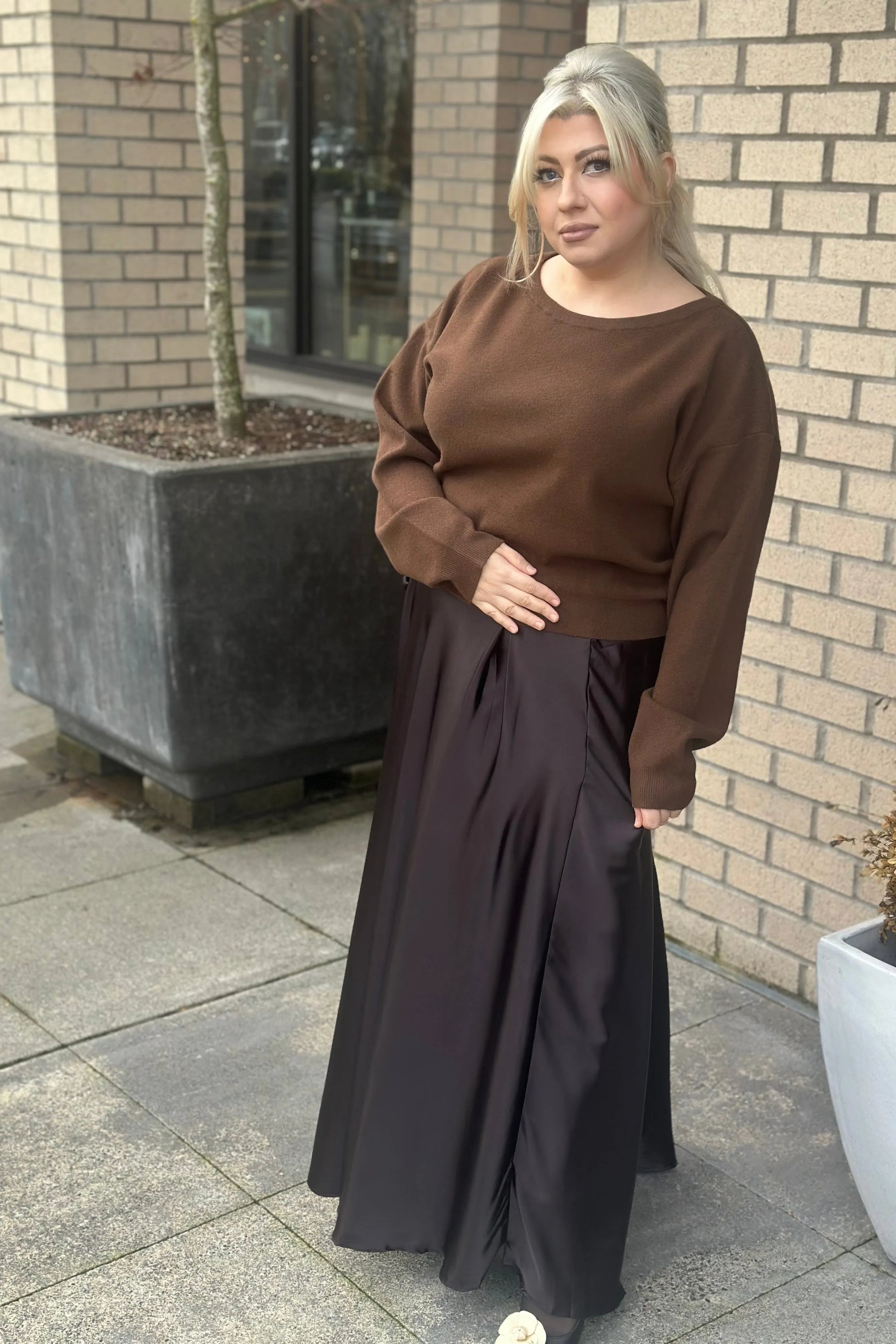 Black Satin Skirt | Swank Boutique