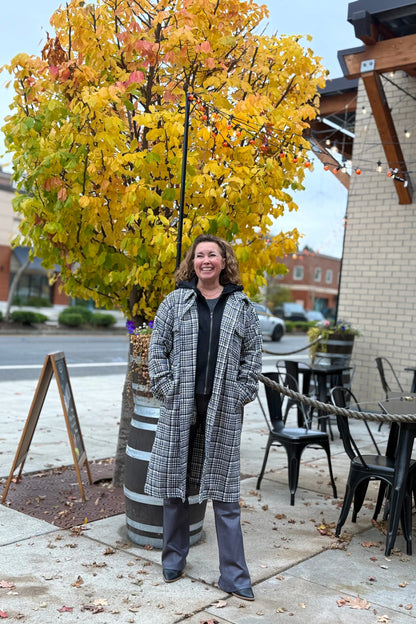 Twofer Hoodie Jacket - Black & Cream | Swank Boutique