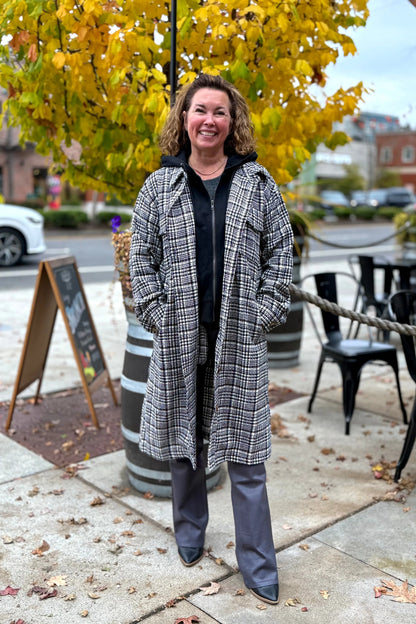 Twofer Hoodie Jacket - Black & Cream | Swank Boutique