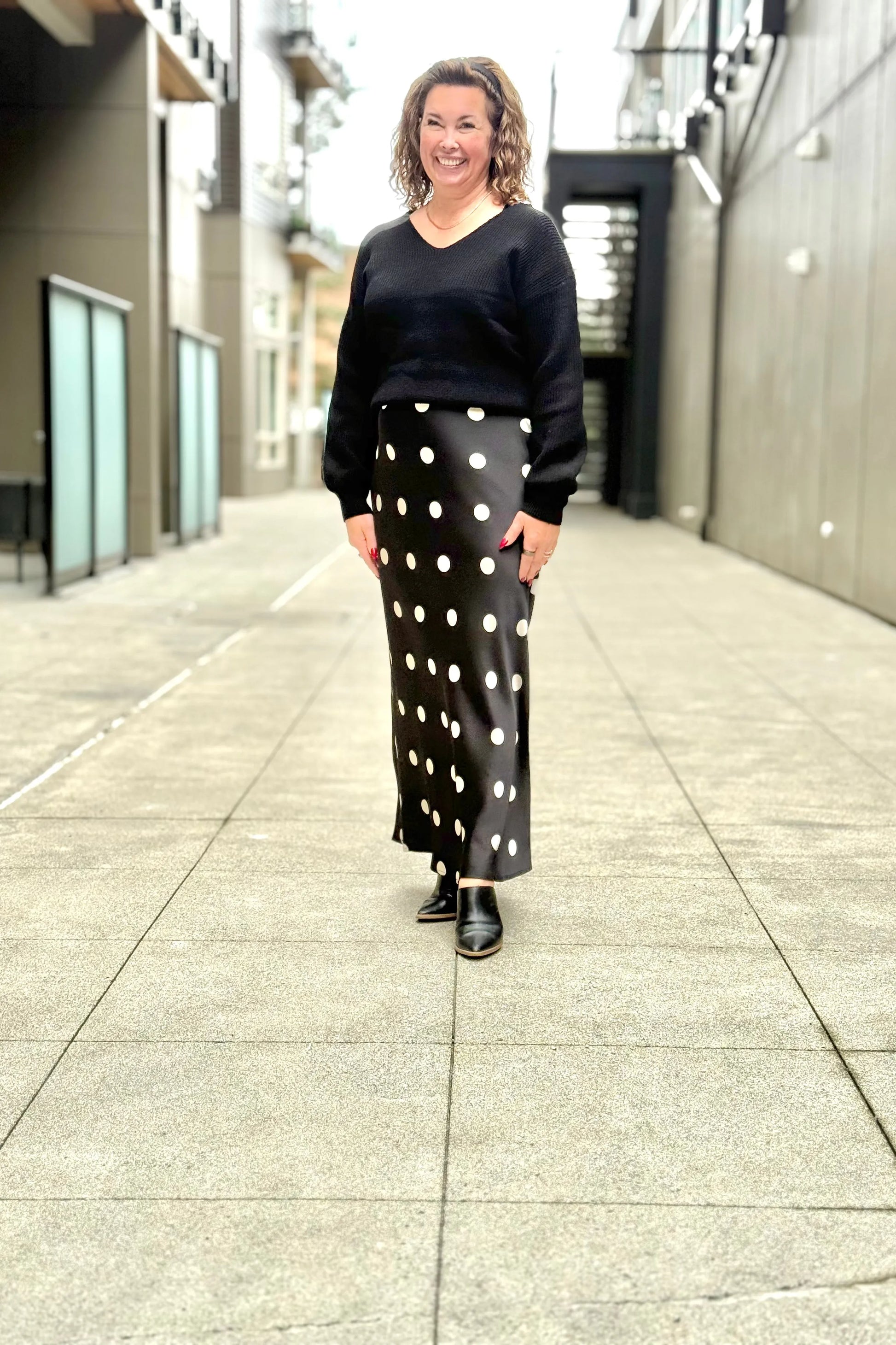 Polka Dot Midi Skirt | Swank Boutique