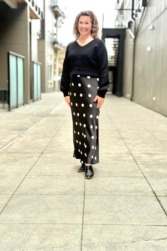 Polka Dot Midi Skirt | Swank Boutique